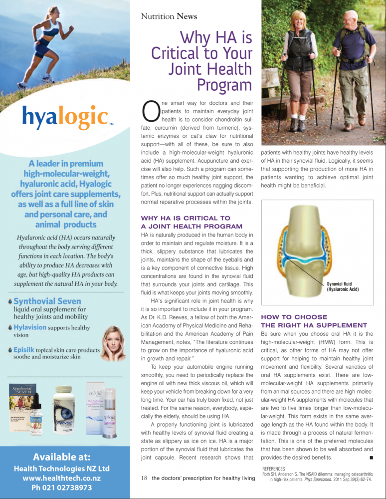 Joint Care | Hyaluronic Acid Benefits | Health Tech NZ